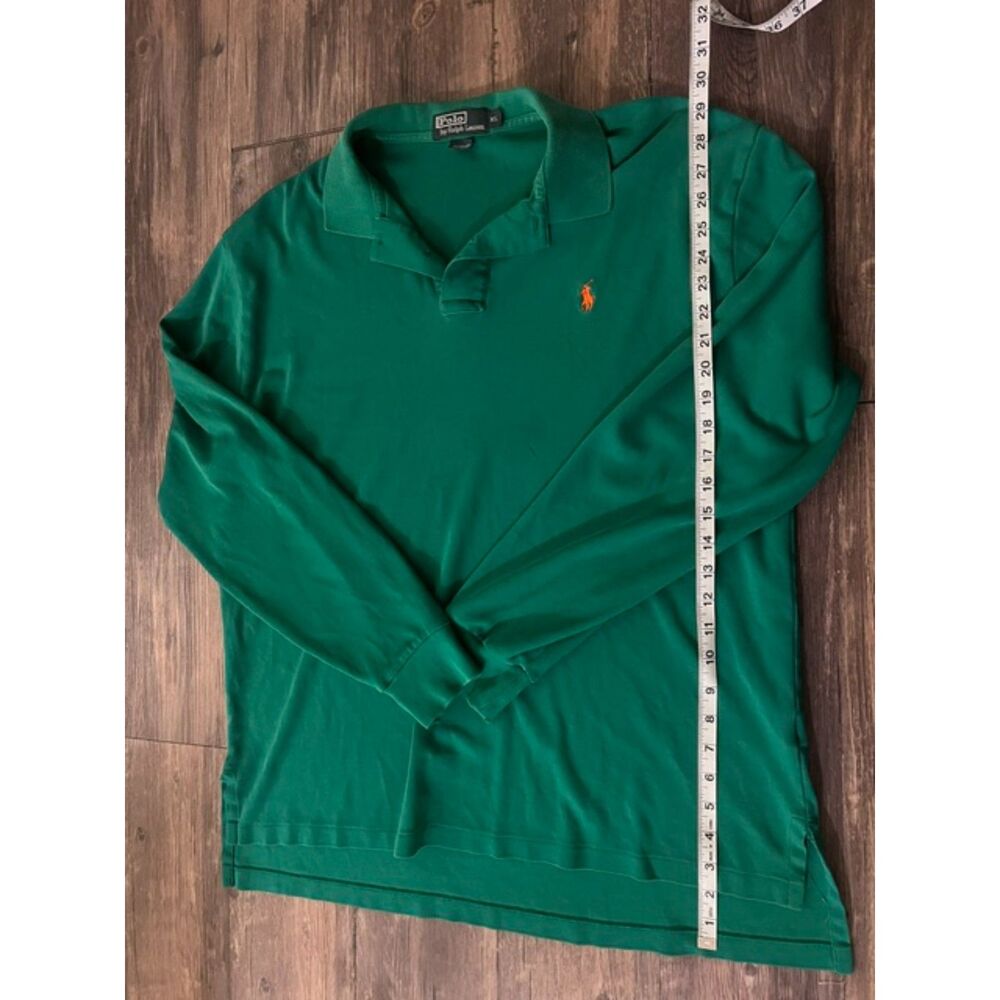 Polo Ralph Lauren Men’s XL Green Long Sleeve Polo Shirt Orange Pony